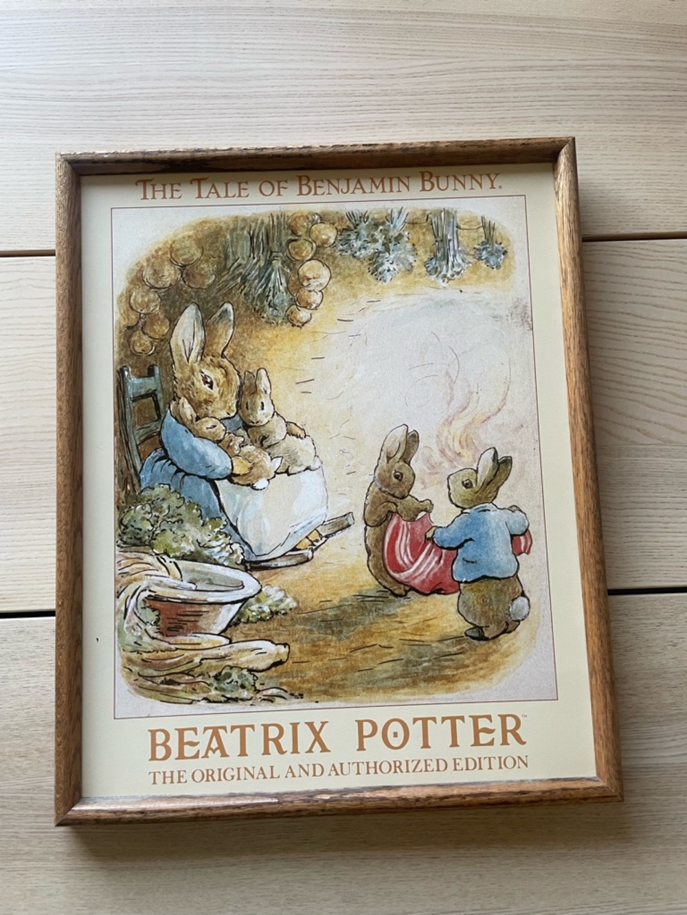 Vintage Beatrix Potter Framed Benjamin Bunny Illustration - Nursery hanging